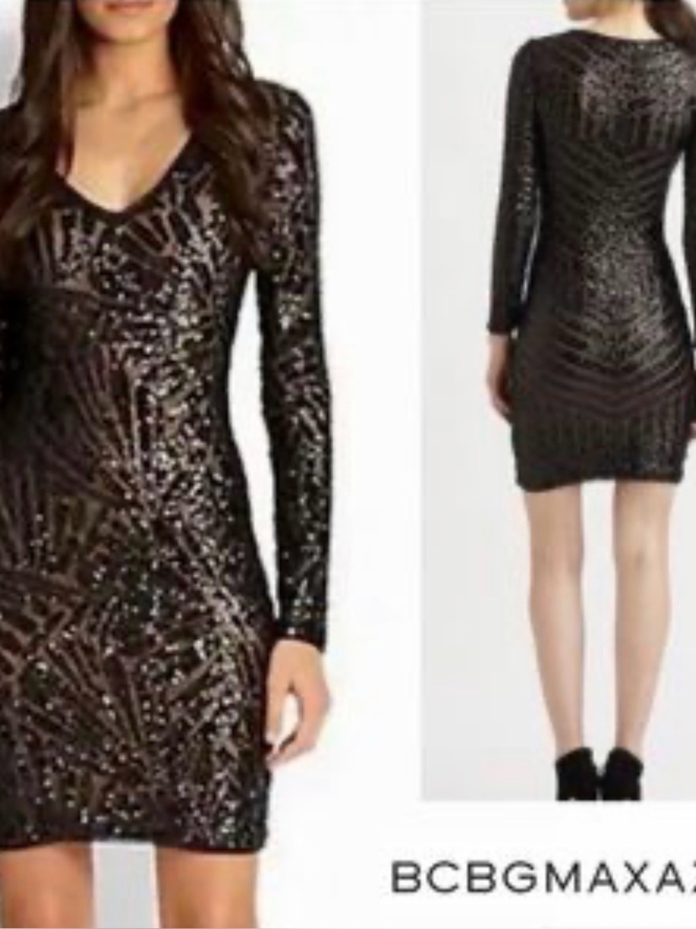BCBG MaxAzria Black and Tan Sequin Dress